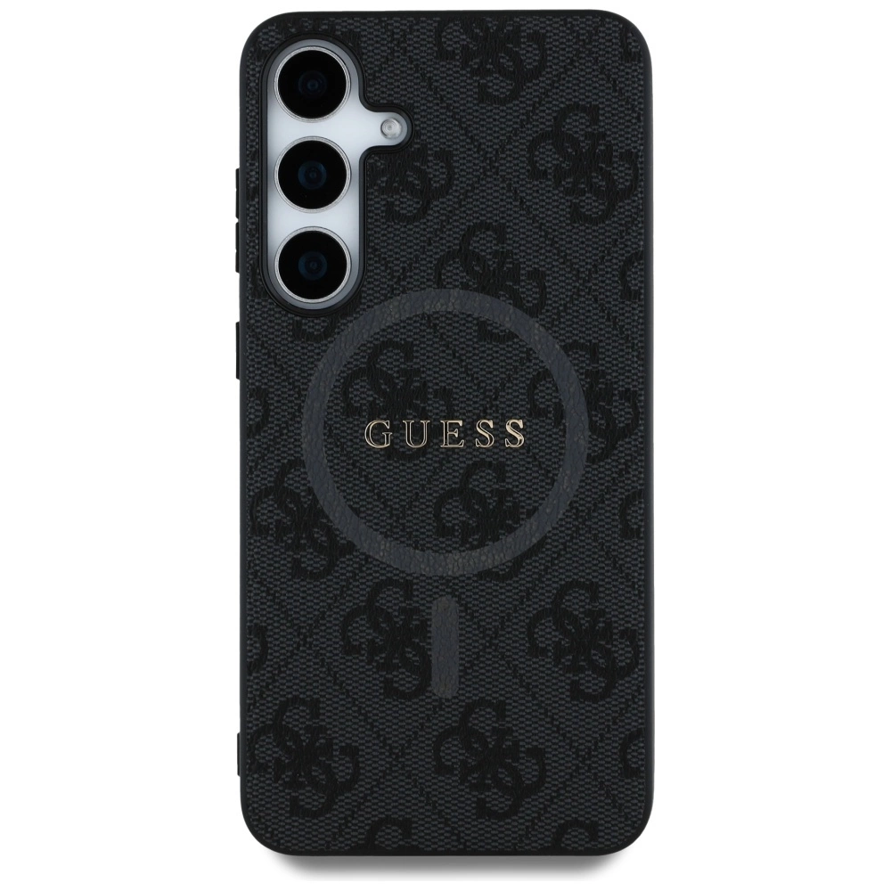 Guess Leather 4G Colored Ring Classic Logo MagSafe Case Samsung Galaxy S25 Plus blackeng
