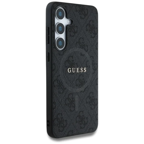 Guess Leather 4G Colored Ring Classic Logo MagSafe Case Samsung Galaxy S25 Plus blackeng
