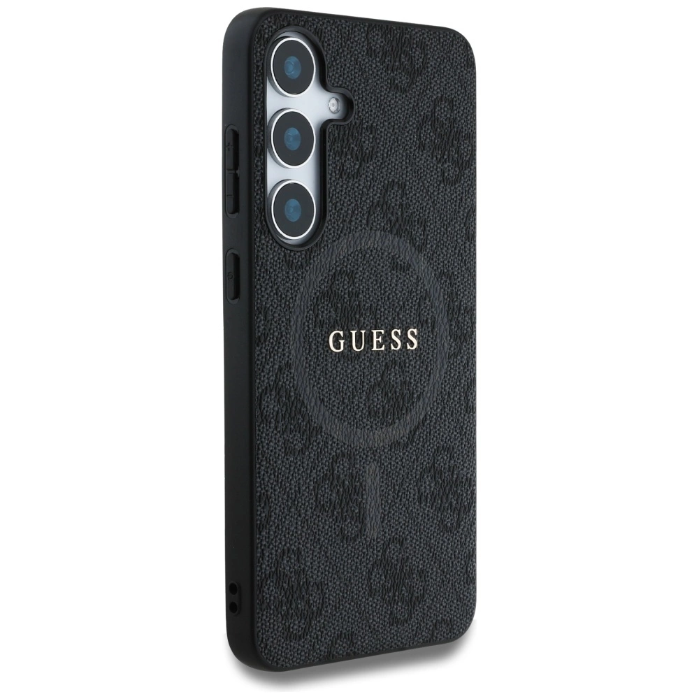 Guess Leather 4G Colored Ring Classic Logo MagSafe Case Samsung Galaxy S25 Plus blackeng