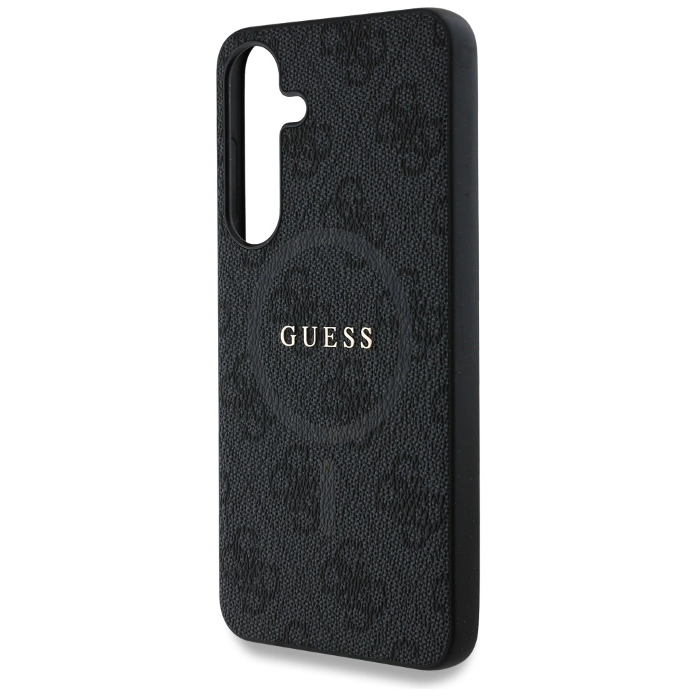 Guess Leather 4G Colored Ring Classic Logo MagSafe Case Samsung Galaxy S25 Plus blackeng