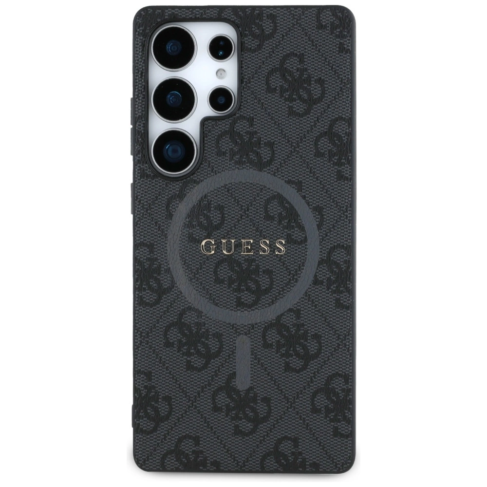 Guess Leather 4G Colored Ring Classic Logo MagSafe Case Samsung Galaxy S25 Ultra blackeng