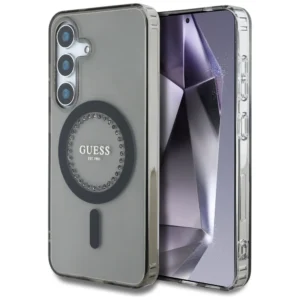 Guess Rhinestones Printed Classic Logo MagSafe Samsung Galaxy S25 case blackeng