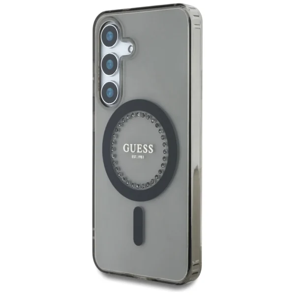 Guess Rhinestones Printed Classic Logo MagSafe Samsung Galaxy S25 case blackeng