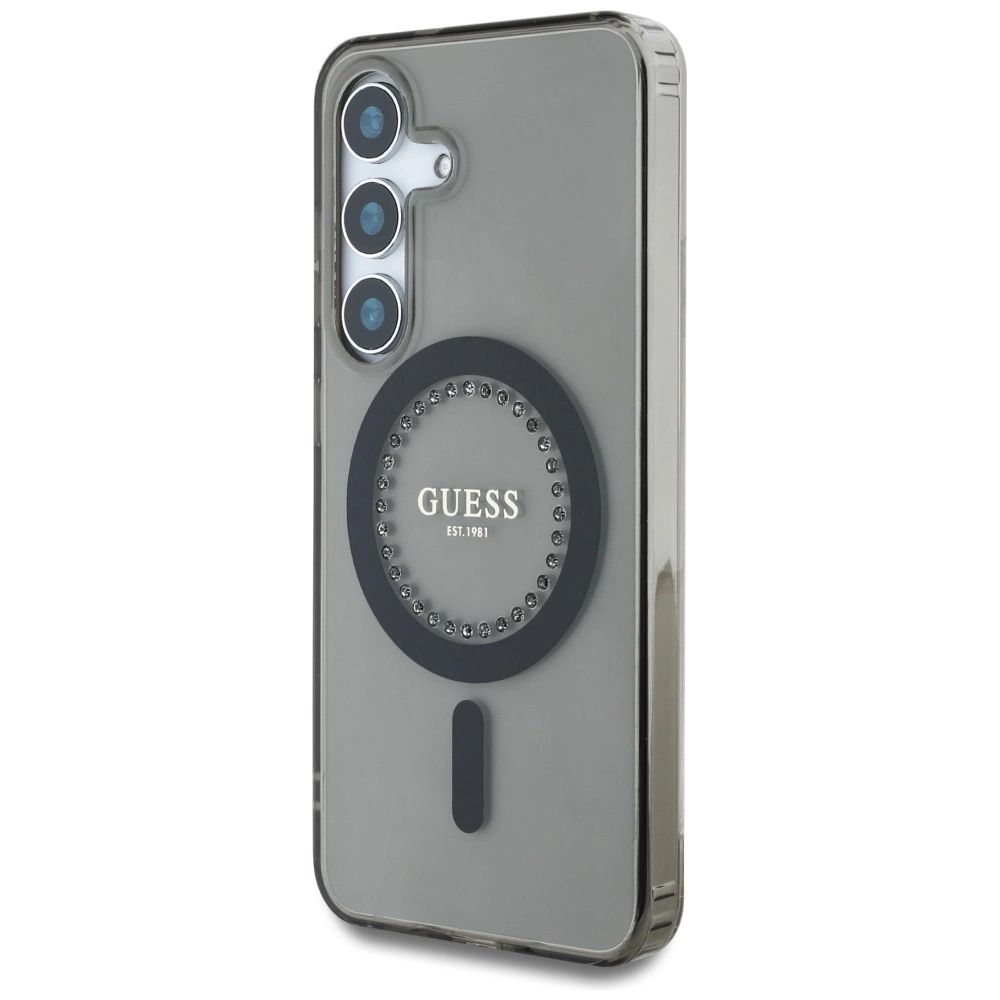 Guess Rhinestones Printed Classic Logo MagSafe Samsung Galaxy S25 case blackeng