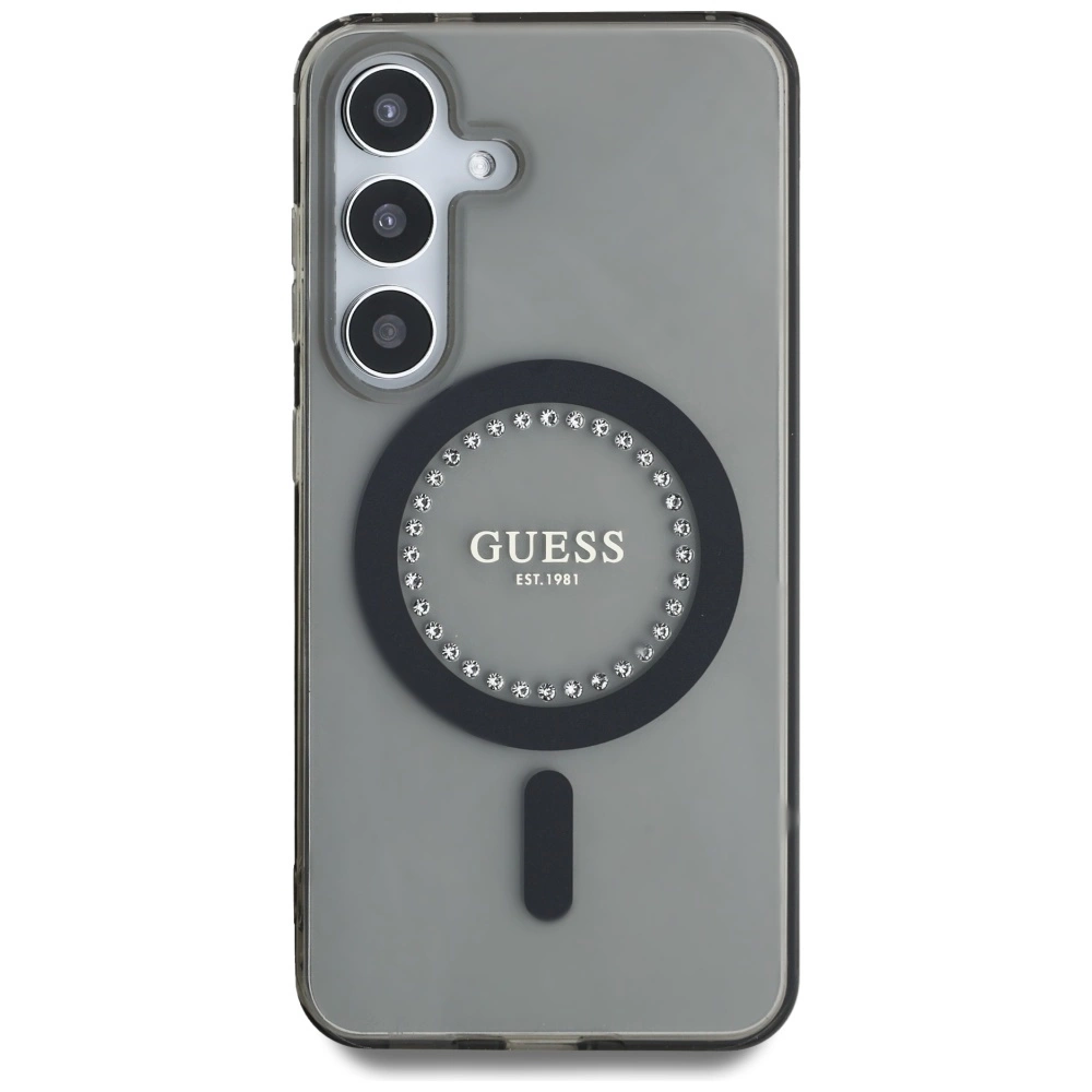 Guess Rhinestones Printed Classic Logo MagSafe Samsung Galaxy S25 case blackeng
