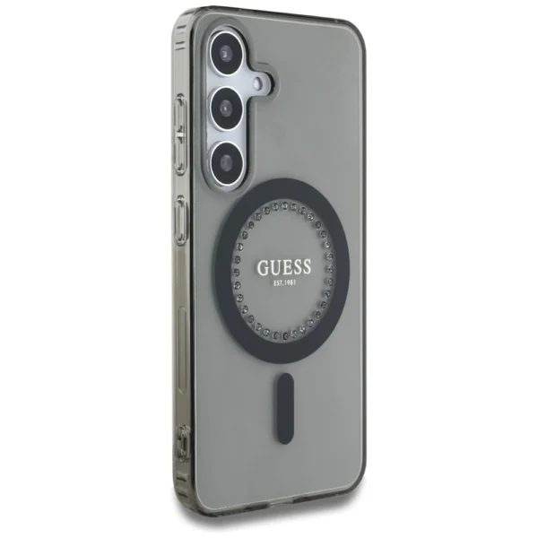 Guess Rhinestones Printed Classic Logo MagSafe Samsung Galaxy S25 case blackeng