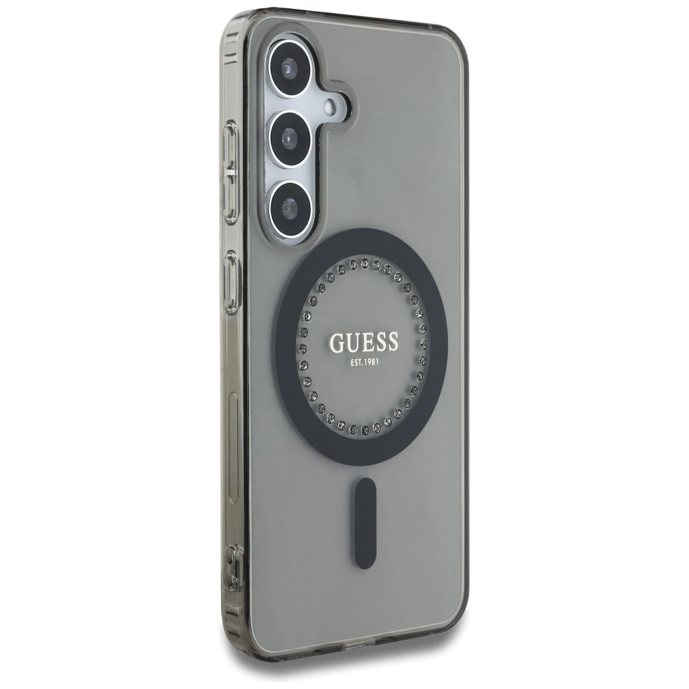 Guess Rhinestones Printed Classic Logo MagSafe Samsung Galaxy S25 case blackeng
