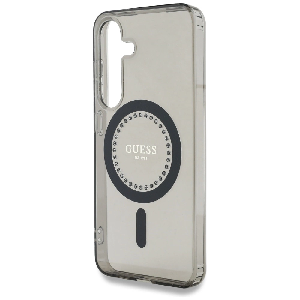 Guess Rhinestones Printed Classic Logo MagSafe Samsung Galaxy S25 case blackeng