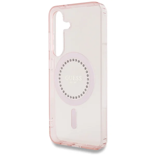 Guess Rhinestones Printed Classic Logo MagSafe Samsung Galaxy S25 Case Pinkeng