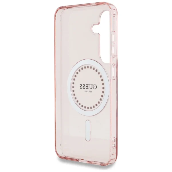 Guess Rhinestones Printed Classic Logo MagSafe Samsung Galaxy S25 Case Pinkeng