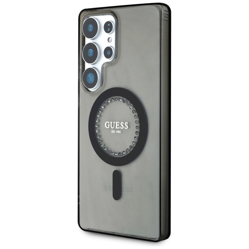 Guess Rhinestones Printed Classic Logo MagSafe Samsung Galaxy S25 Ultra case blackeng