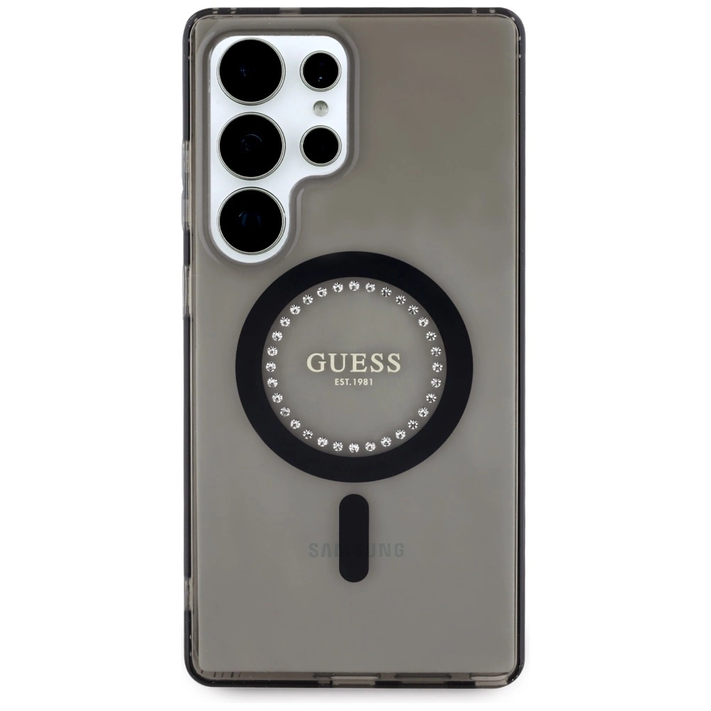 Guess Rhinestones Printed Classic Logo MagSafe Samsung Galaxy S25 Ultra case blackeng