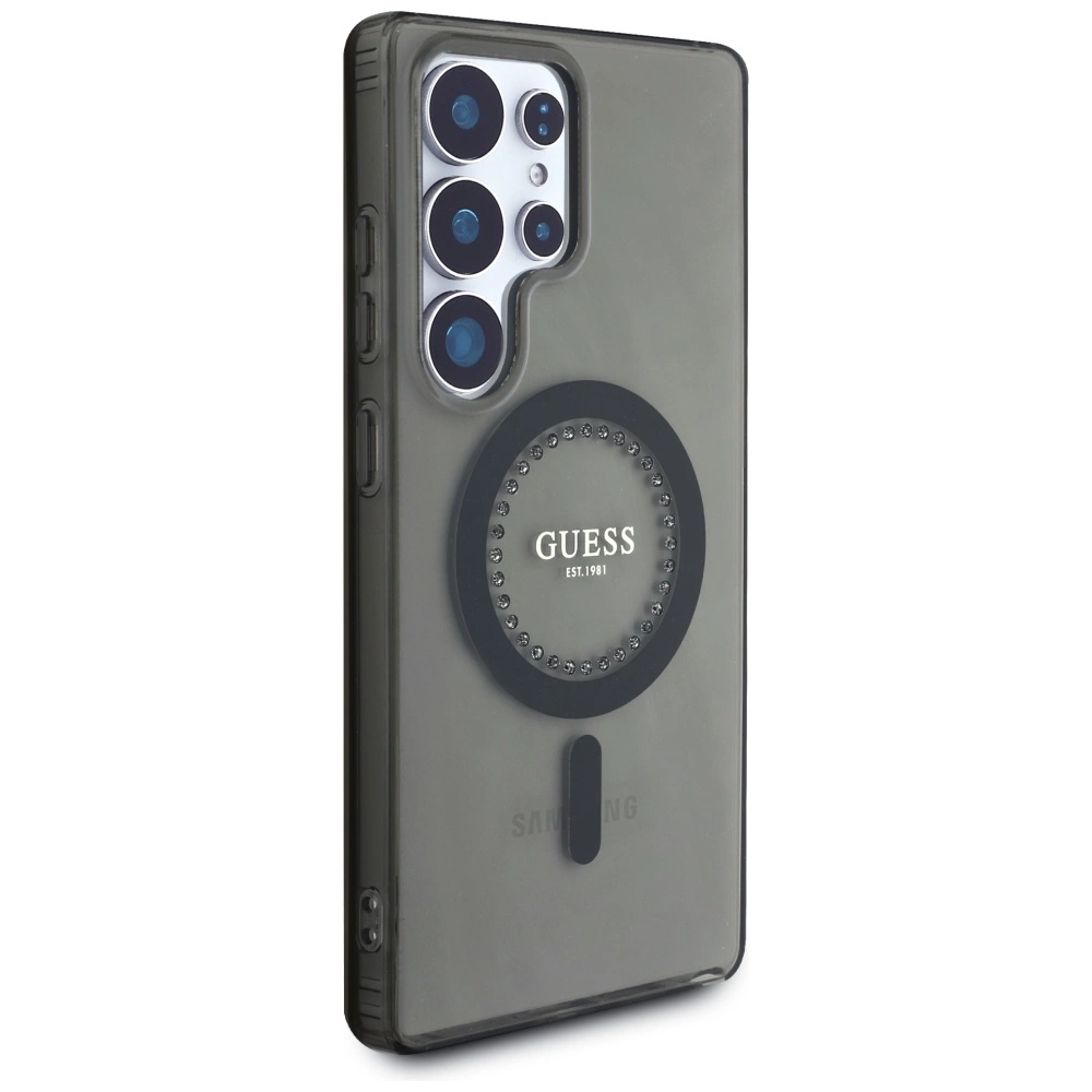 Guess Rhinestones Printed Classic Logo MagSafe Samsung Galaxy S25 Ultra case blackeng