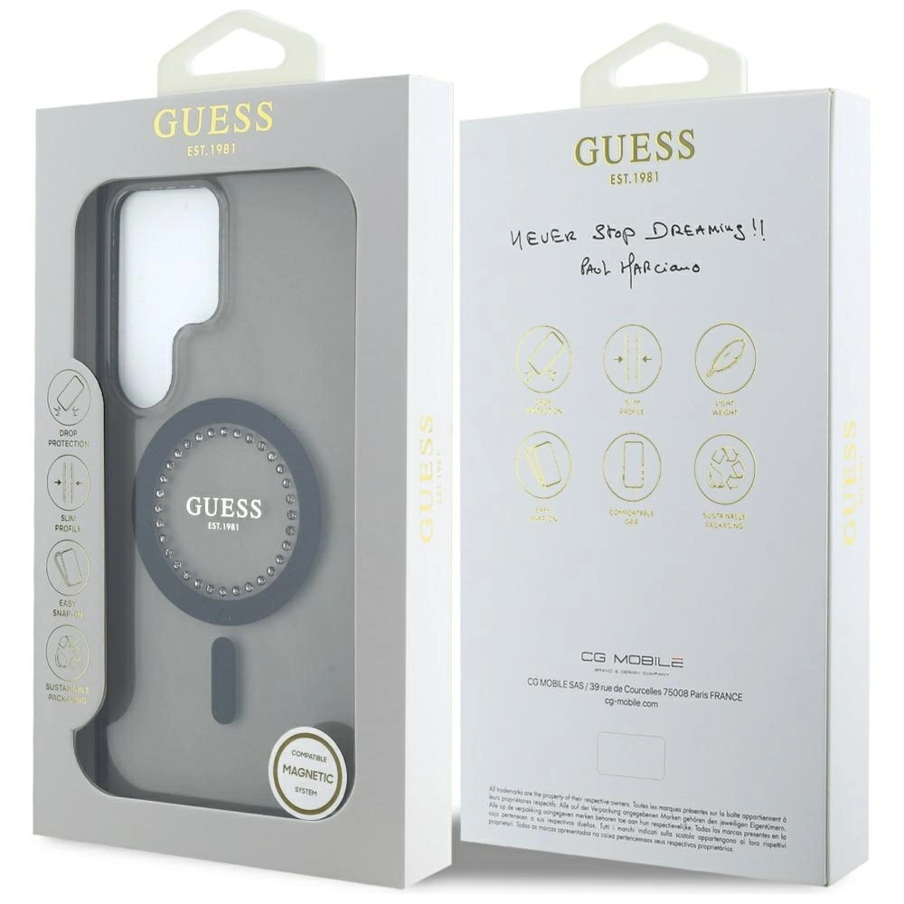 Guess Rhinestones Printed Classic Logo MagSafe Samsung Galaxy S25 Ultra case blackeng