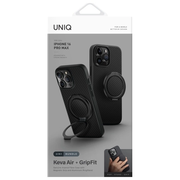 Uniq Keva Air iPhone 16 Pro Max 6.9" Magclick Charging case black/carbon blackeng