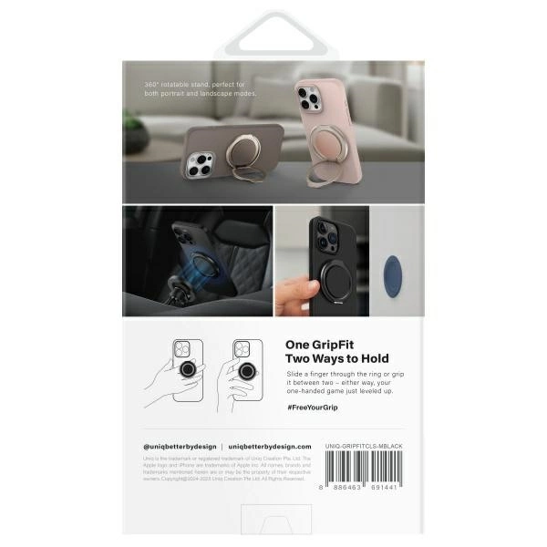 Uniq Gripfit 360 Magnetic Mount&Kickstand Magnetic Holder black/midnight blackeng