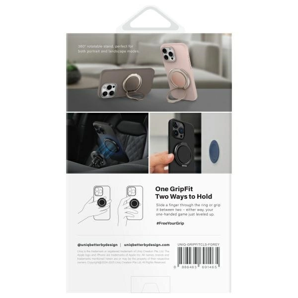 Uniq Gripfit 360 Magnetic Mount&Kickstand Magnetic Holder gray/flint grayeng