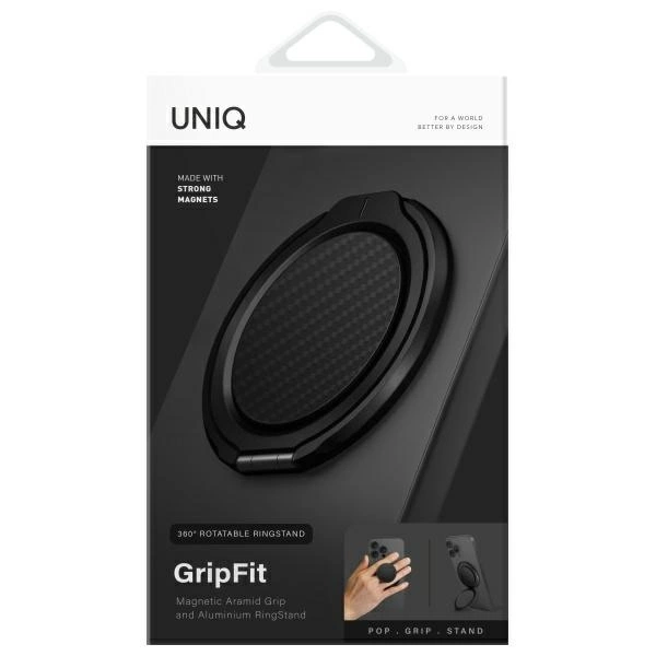 Uniq Gripfit Premium 360 Magnetic Mount&Kickstand Magnetic Holder black/carbon blackeng