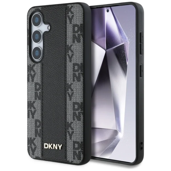 DKNY Leather Checkered Pattern MagSafe Case for Samsung Galaxy S25 Blackeng