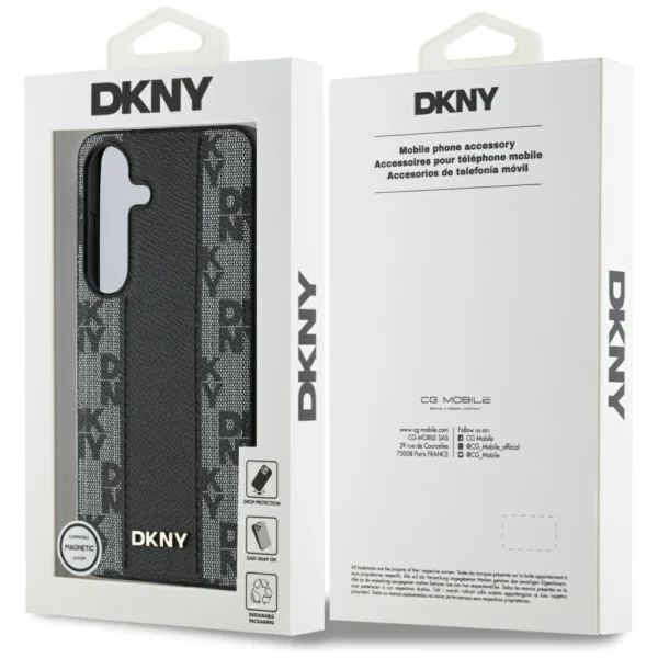 DKNY Leather Checkered Pattern MagSafe Case for Samsung Galaxy S25 Blackeng