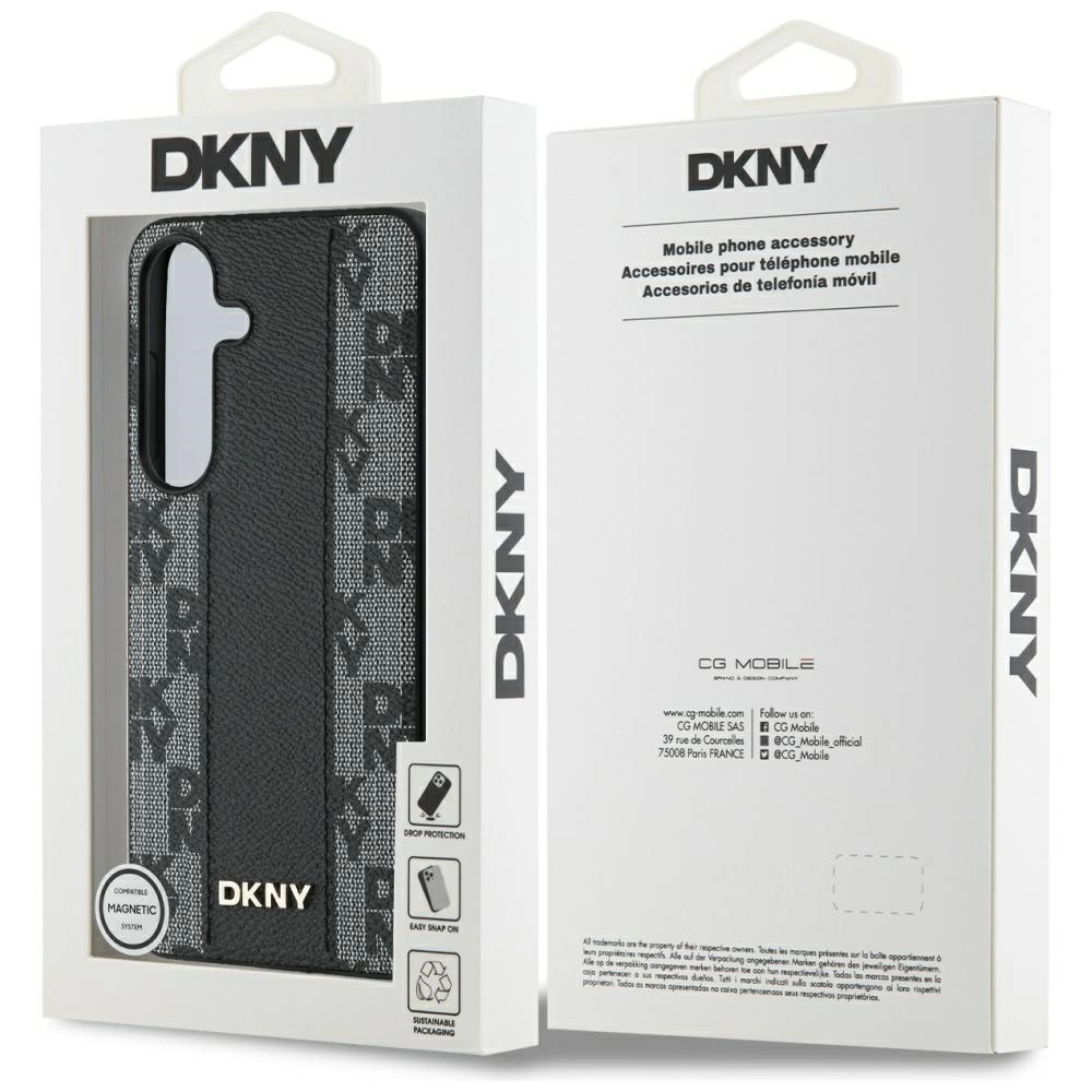 DKNY Leather Checkered Pattern MagSafe Case for Samsung Galaxy S25 Blackeng