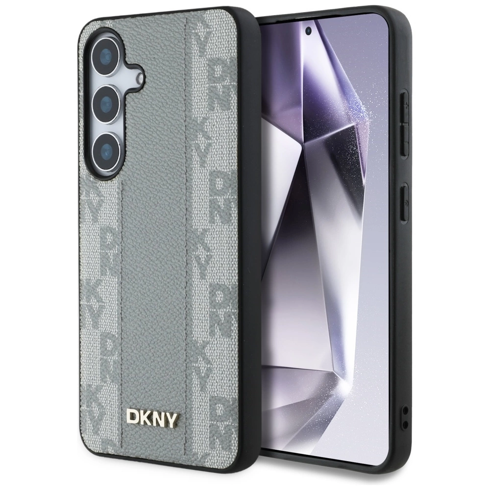DKNY Leather Checkered Pattern MagSafe case for Samsung Galaxy S25 taupeeng