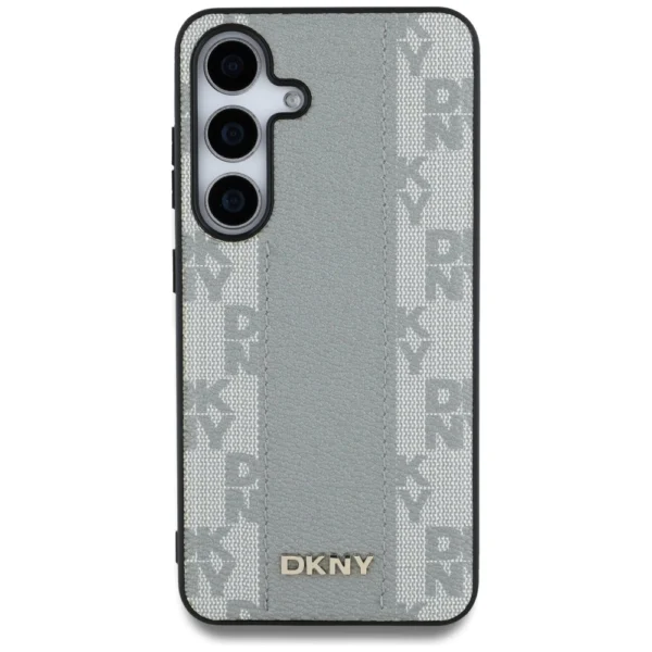 DKNY Leather Checkered Pattern MagSafe case for Samsung Galaxy S25 taupeeng