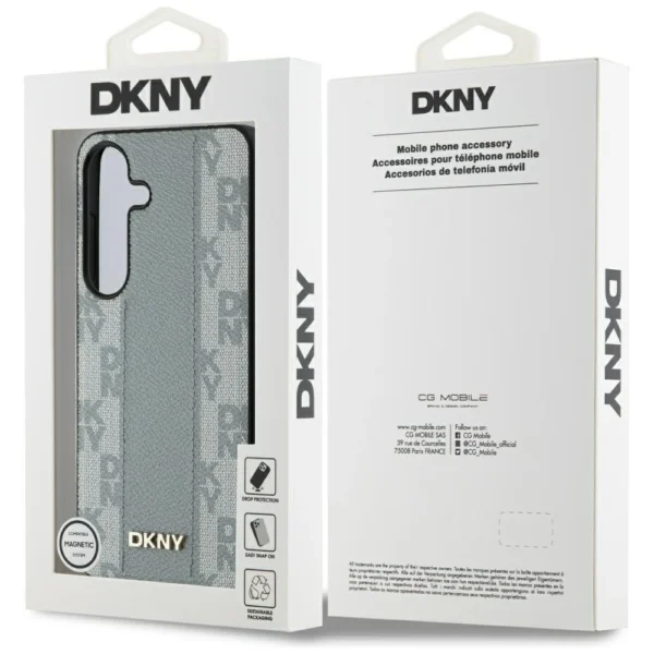 DKNY Leather Checkered Pattern MagSafe case for Samsung Galaxy S25 taupeeng