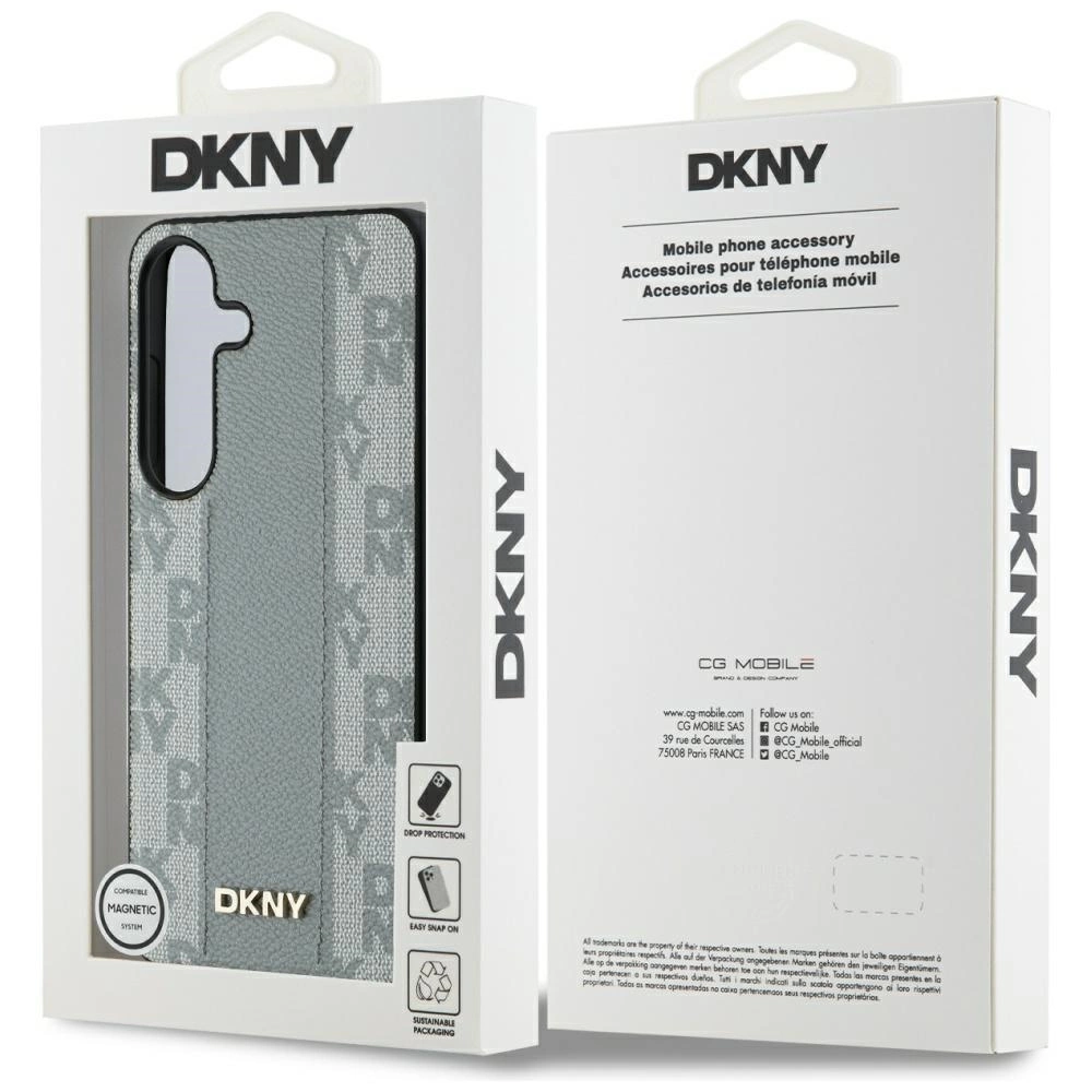 DKNY Leather Checkered Pattern MagSafe case for Samsung Galaxy S25 taupeeng