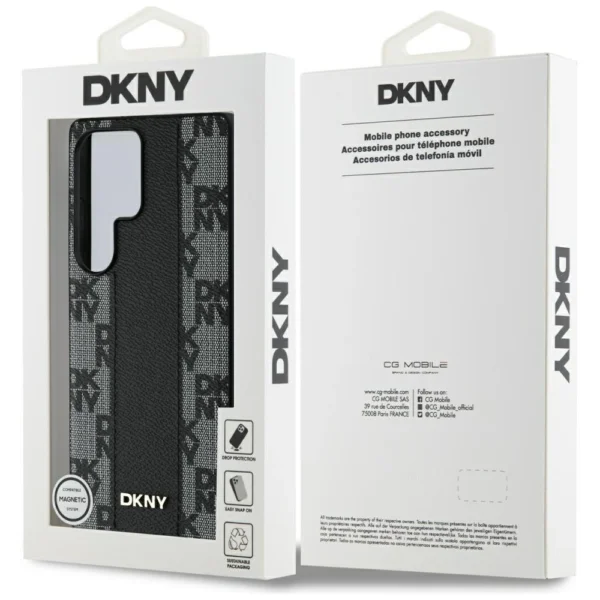DKNY Leather Checkered Pattern MagSafe Case for Samsung Galaxy S25 Ultra Blackeng