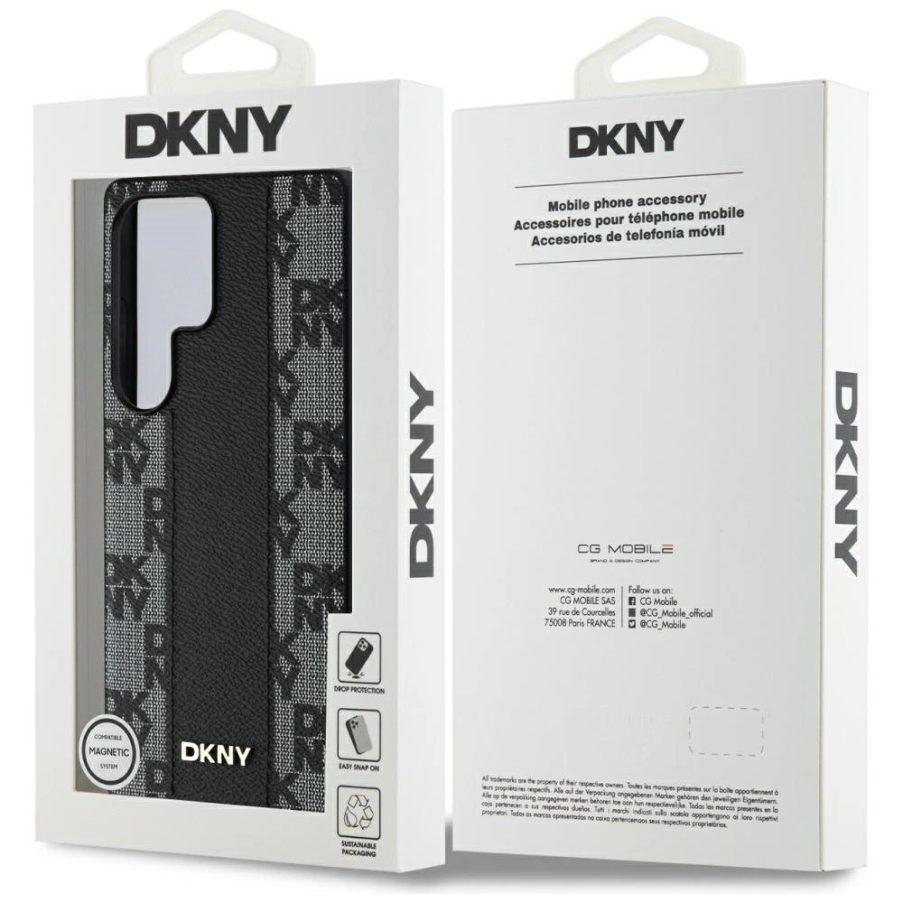 DKNY Leather Checkered Pattern MagSafe Case for Samsung Galaxy S25 Ultra Blackeng