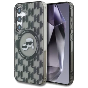 Case Karl Lagerfeld Button Karl&Choupette Heads On KL Pattern MagSafe Samsung Galaxy S25 blackeng
