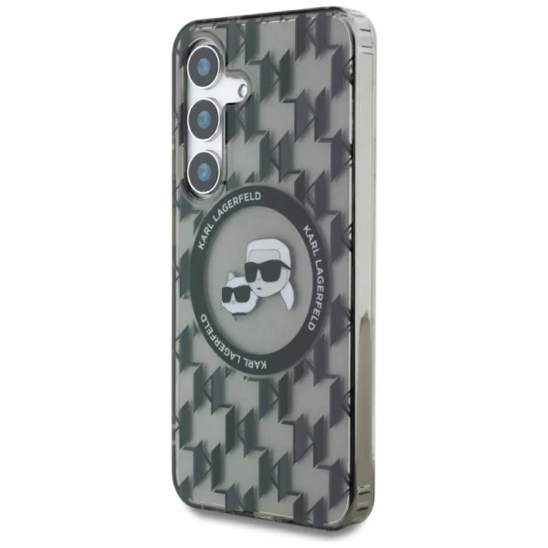 Case Karl Lagerfeld Button Karl&Choupette Heads On KL Pattern MagSafe Samsung Galaxy S25 blackeng