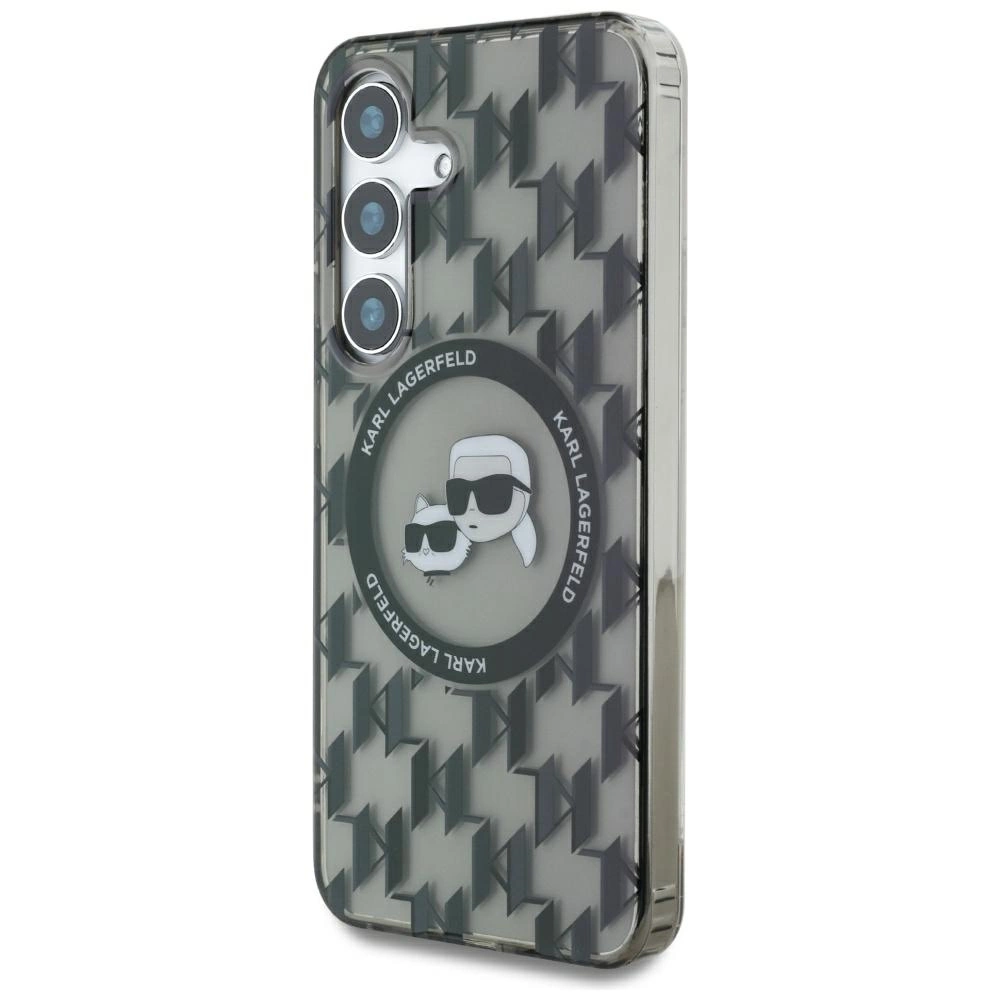 Case Karl Lagerfeld Button Karl&Choupette Heads On KL Pattern MagSafe Samsung Galaxy S25 blackeng