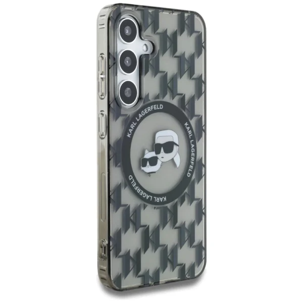 Case Karl Lagerfeld Button Karl&Choupette Heads On KL Pattern MagSafe Samsung Galaxy S25 blackeng