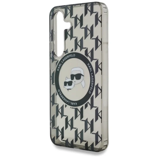 Case Karl Lagerfeld Button Karl&Choupette Heads On KL Pattern MagSafe Samsung Galaxy S25 blackeng