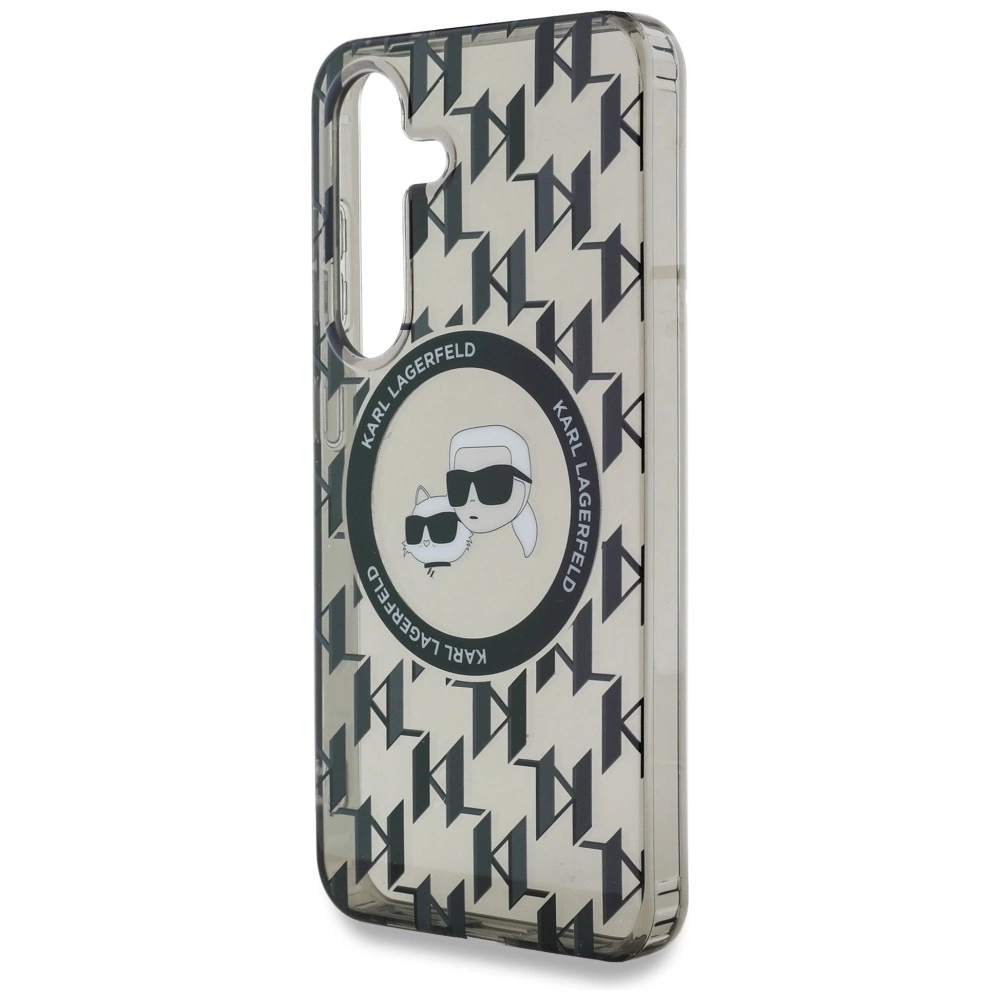 Case Karl Lagerfeld Button Karl&Choupette Heads On KL Pattern MagSafe Samsung Galaxy S25 blackeng
