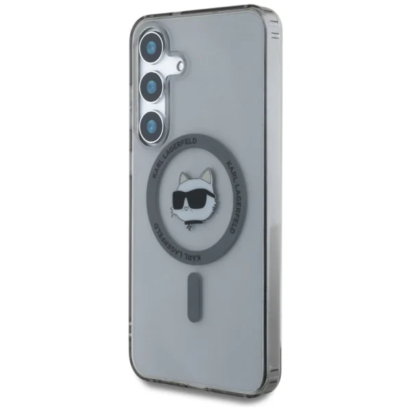 Karl Lagerfeld Button Choupette Head Printed Logo MagSafe Samsung Galaxy S25 case blackeng