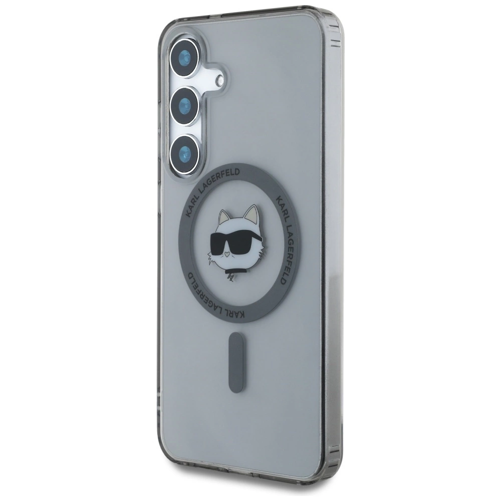 Karl Lagerfeld Button Choupette Head Printed Logo MagSafe Samsung Galaxy S25 case blackeng