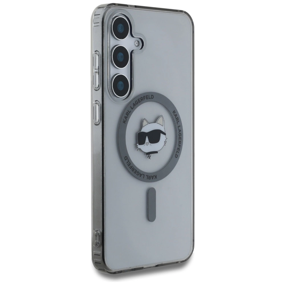 Karl Lagerfeld Button Choupette Head Printed Logo MagSafe Samsung Galaxy S25 case blackeng