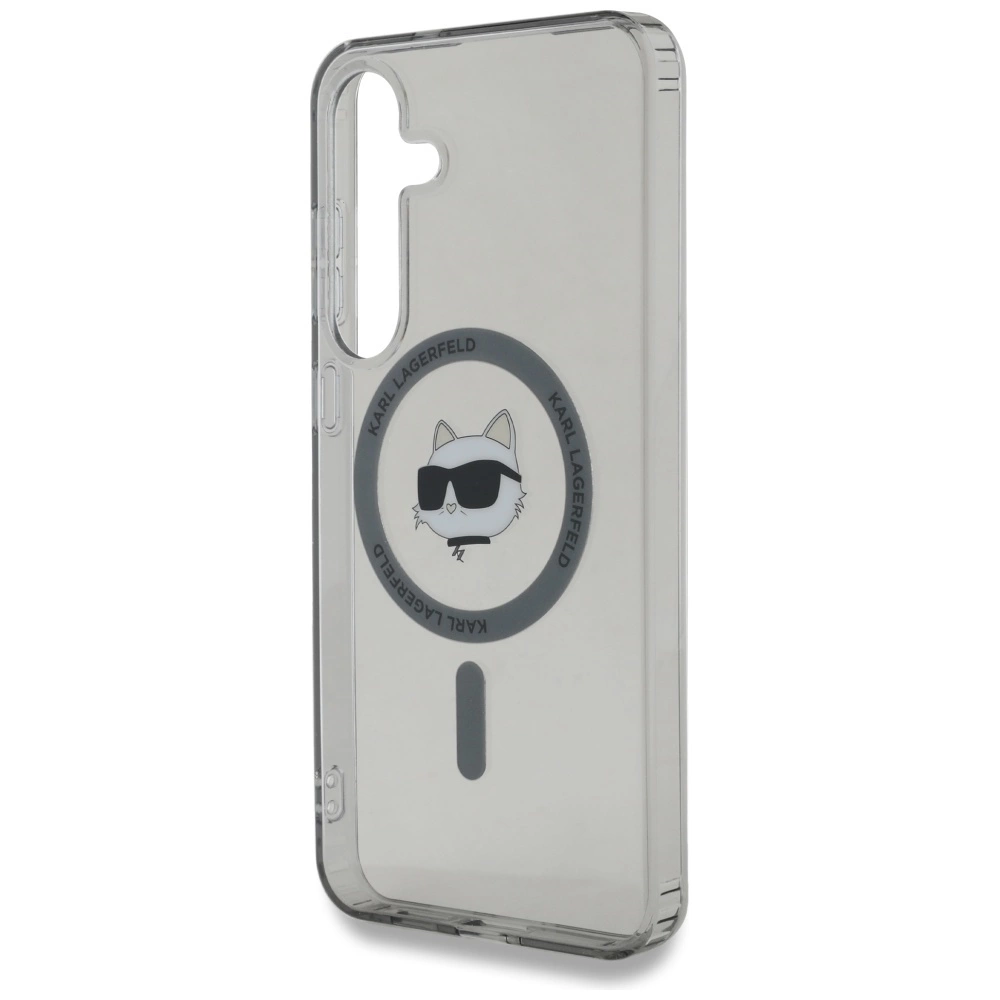 Karl Lagerfeld Button Choupette Head Printed Logo MagSafe Samsung Galaxy S25 case blackeng