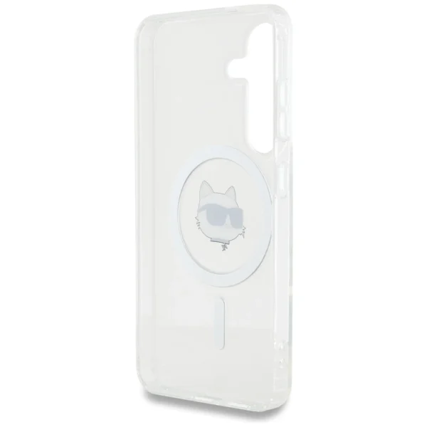 Case Karl Lagerfeld Button Choupette Head Printed Logo MagSafe Samsung Galaxy S25 Plus whiteeng