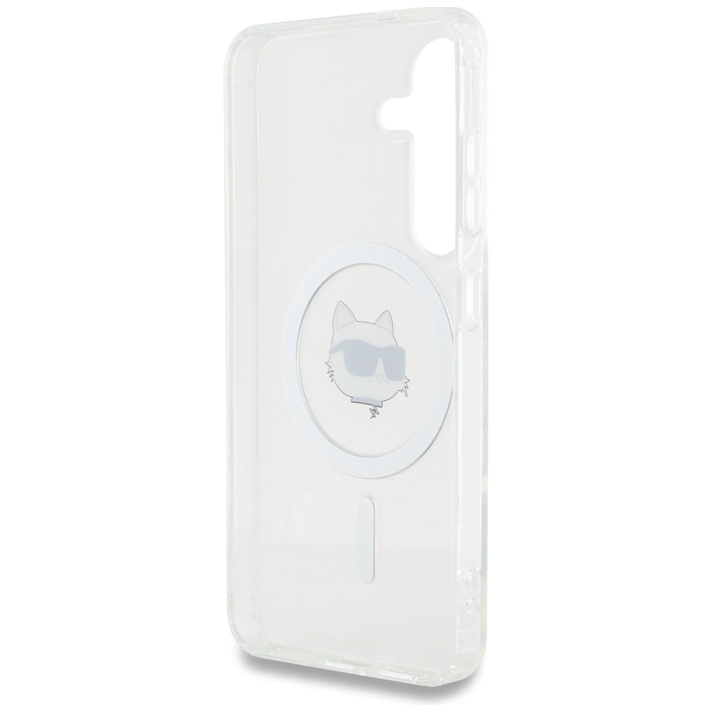 Case Karl Lagerfeld Button Choupette Head Printed Logo MagSafe Samsung Galaxy S25 Plus whiteeng