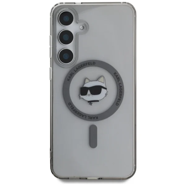 Karl Lagerfeld Button Choupette Head Printed Logo MagSafe Samsung Galaxy S25 Plus case blackeng