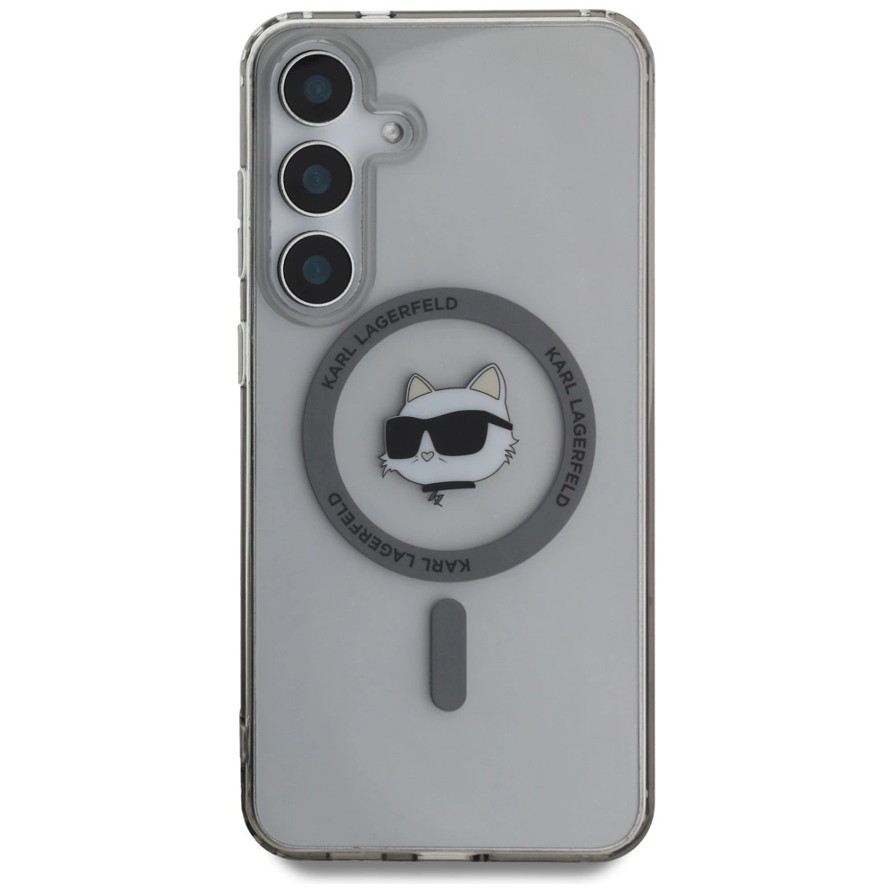 Karl Lagerfeld Button Choupette Head Printed Logo MagSafe Samsung Galaxy S25 Plus case blackeng