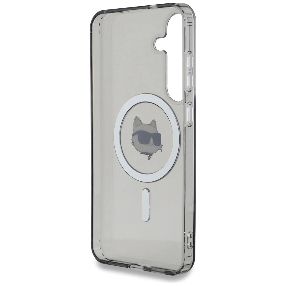 Karl Lagerfeld Button Choupette Head Printed Logo MagSafe Samsung Galaxy S25 Plus case blackeng
