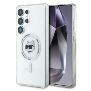 Case Karl Lagerfeld Button Choupette Head Printed Logo MagSafe Samsung Galaxy S25 Ultra whiteeng