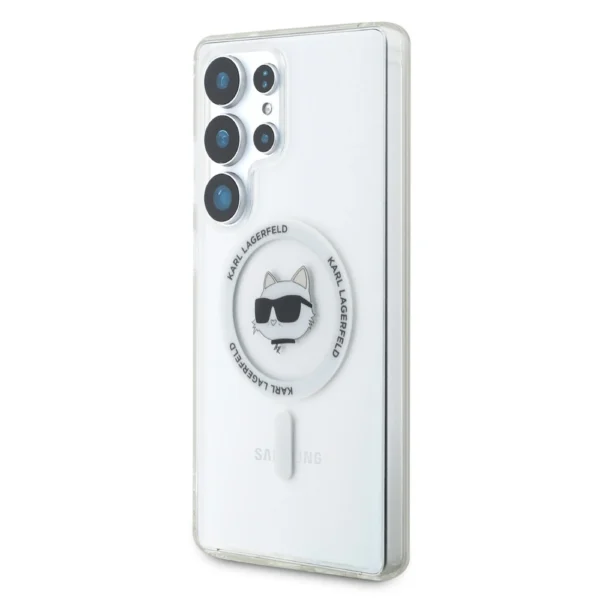 Case Karl Lagerfeld Button Choupette Head Printed Logo MagSafe Samsung Galaxy S25 Ultra whiteeng