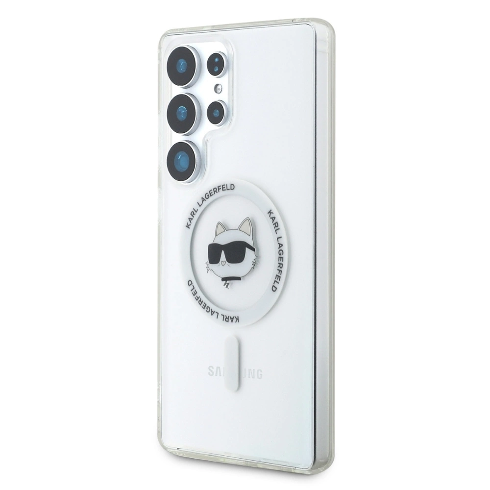 Case Karl Lagerfeld Button Choupette Head Printed Logo MagSafe Samsung Galaxy S25 Ultra whiteeng