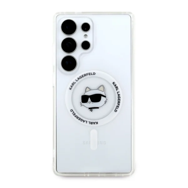Case Karl Lagerfeld Button Choupette Head Printed Logo MagSafe Samsung Galaxy S25 Ultra whiteeng